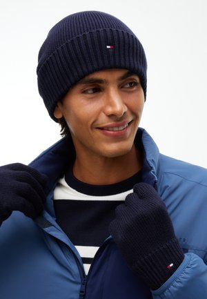 Tommy Hilfiger, HILFIGER FLAG BEANIE AND GLOVES GIFT BOX - Ръкавици - space blue