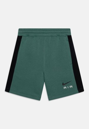 Green athletic shorts featuring a black side panel, elastic waistband, and "AIR" logo in white. Soft fabric with a smooth texture.
