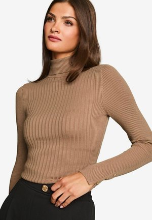 ROLL NECK BUTTON DETAIL  - Neule - beige