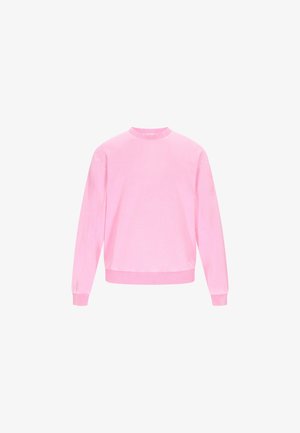 Roosa kapuutsiga sviiter, mis on valmistatud pehmest kangast, ümmarguse kaelusega, pikad varrukad ning soonikkoes mansetid ja allserva alaosa mugavaks istuvuseks.