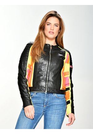 Lederjacke - black/yellow