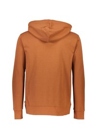 Felpa con cappuccio in arancione bruciato, realizzata in morbido cotone misto. Caratterizzata da maniche lunghe, una tasca a marsupio e polsini e orlo a costine.