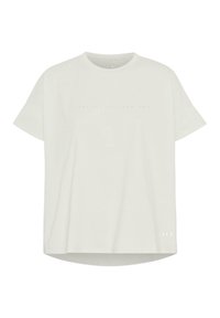 Šviesiai pilkas, trumpomis rankovėmis marškinėliai, pagaminti iš minkštos medvilnės. Turi apvalią kaklą ir minimalistinę tekstinę detalę per krūtinę.