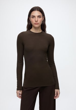 Marc O'Polo, T-SHIRT, LONGSLEEVE, ROUND NECK, RIB - Longsleeve - burnt coffee