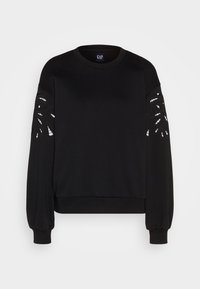 Felpa nera a maniche lunghe con polsini e orlo a costine, dotata di ritagli floreali sui mezzi maniche superiori, logo GAP all'interno del collo.