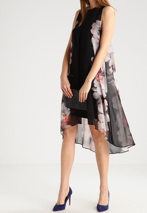 Robe Fleurie Balançoire Dorothy Perkins - Taille 10, Noir, Occasion Très Bon état, Parfaite Pour Une Fête