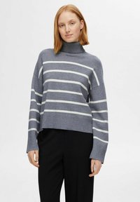 Selected Femme SLFKAMMA ROLL NECK - Pullover - medium grey melange
