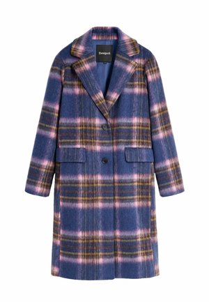 Desigual, LONG CHECKERED COAT - Mantel - blue