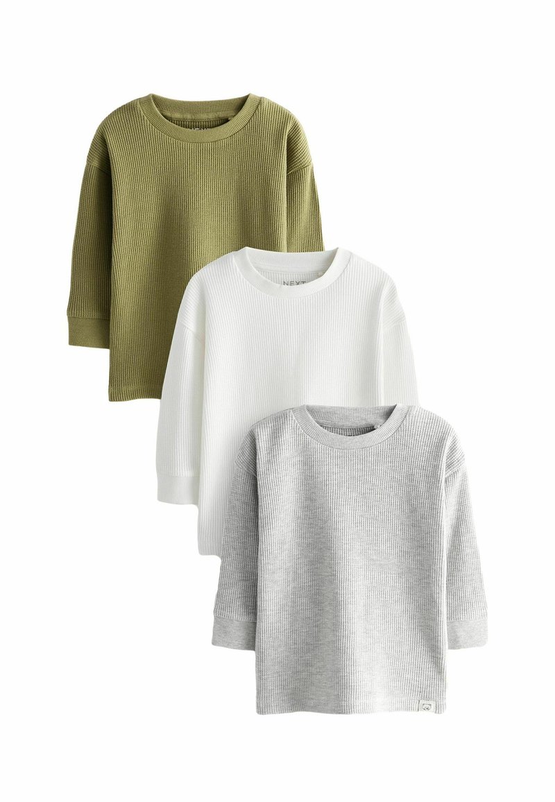 Next LONG SLEEVE 3 PACK- REGULAR FIT - Tops ar garām piedurknēm - grey white green textured