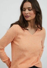 VILA VIRIL V-NECK NOOS - Jumper - tangerine