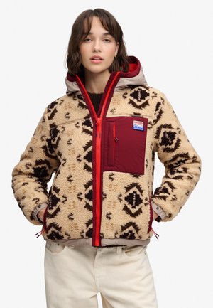Superdry & Co, SUPERDRY SHERPA JAQUARD FLEECE HYBRID. - Fleece jacket - cream aztec