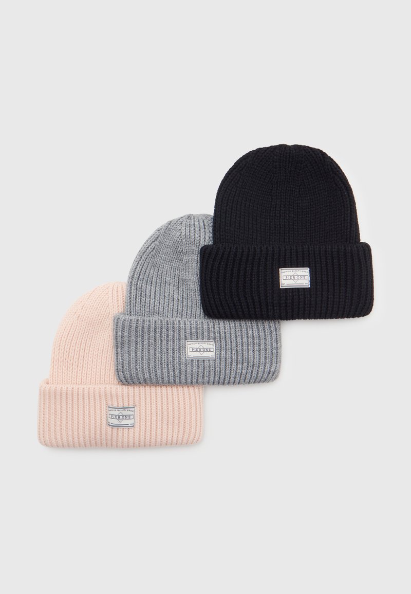 Pier One UNISEX 3 PACK - Gorro - black/grey/light pink