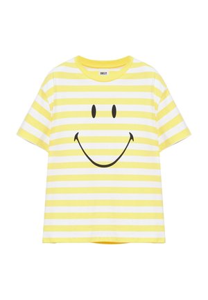 PULL&BEAR, SMILEY STRIPED SHORT SLEEVE - T-SHIRT - T-shirt imprimé - yellow