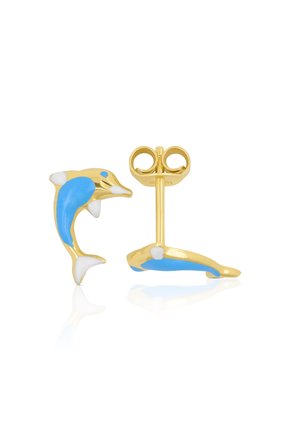 OHRSTECKER DELFINE HELLBLAU/WEISS 11MM - Ohrringe - gelbgoldfarben