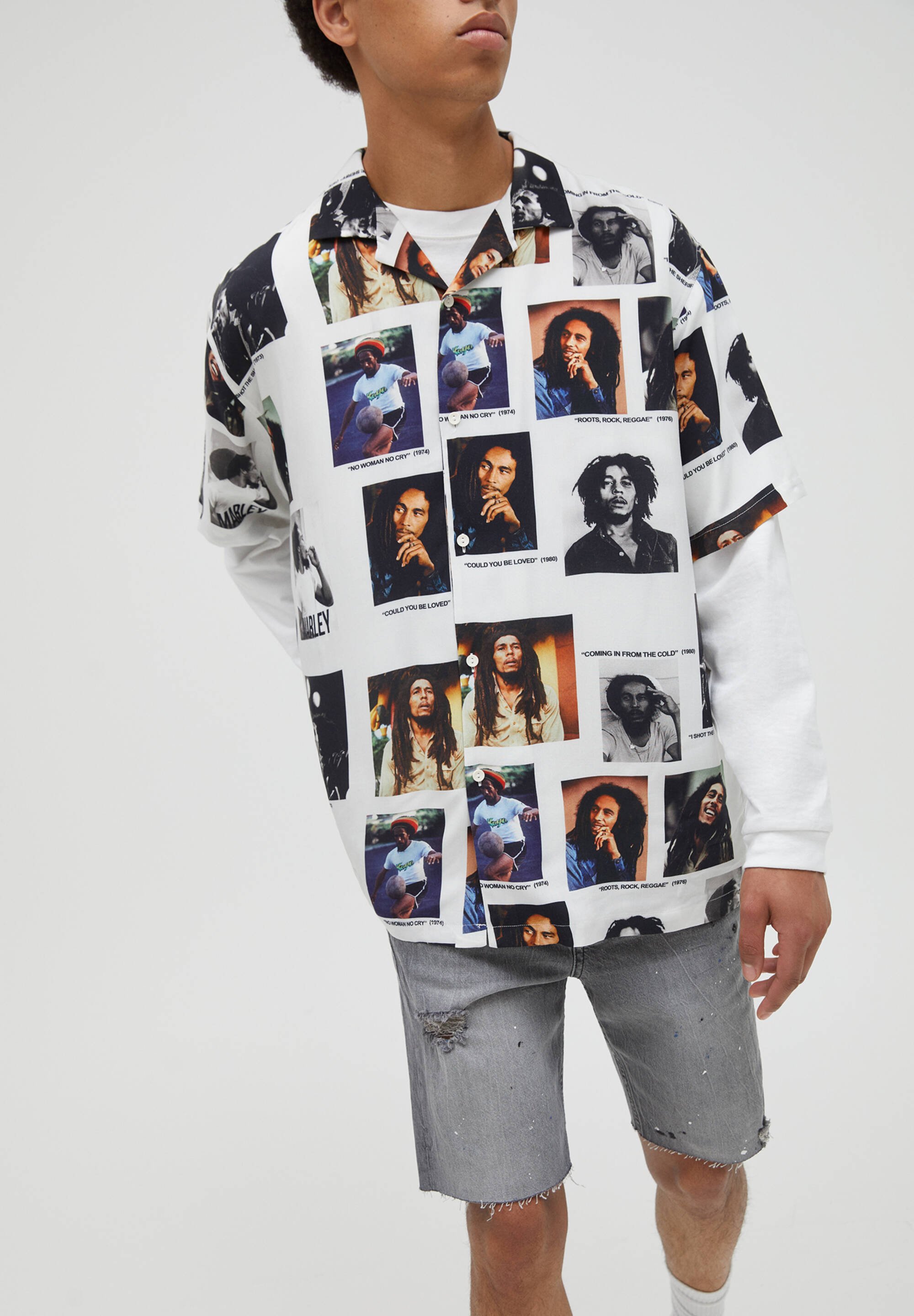 PULL\u0026BEAR BOB MARLEY - Shirt - white 