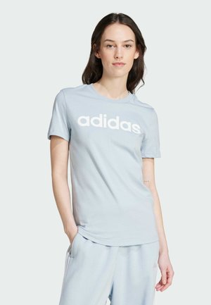 adidas Sportswear W LIN T - T-shirt print - blue