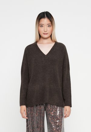 ONLTALIO LONG V NECK  - Trui - chocolate martini