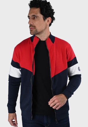 Zip-up sweatshirt - navy blue/red