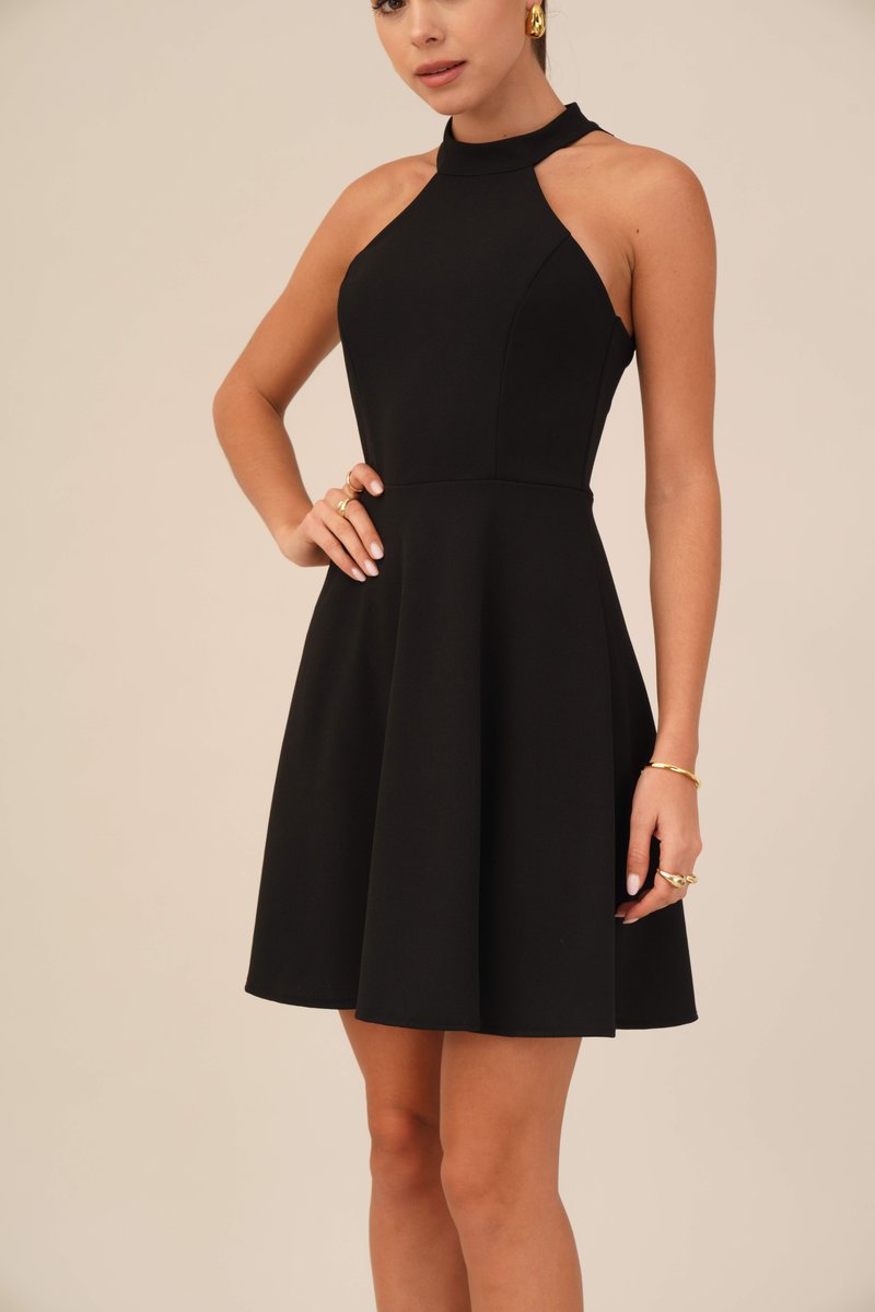 WAL G. SUSIE HALTER NECK SKATER DRESS - Jersey dress - black - Zalando