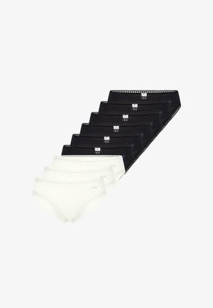 Lot de culottes en noir et blanc. Fabriquées en tissu doux, avec bordure en dentelle et détails de logo sur la ceinture. Six pièces au total.