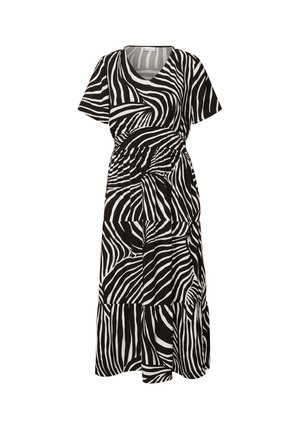 Street One, MIDI DRESS WITH PRINT AND SMOK-DETAIL - Jurk - black
