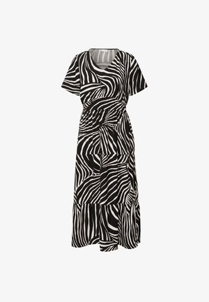 Street One, MIDI DRESS WITH PRINT AND SMOK-DETAIL - Freizeitkleid - black