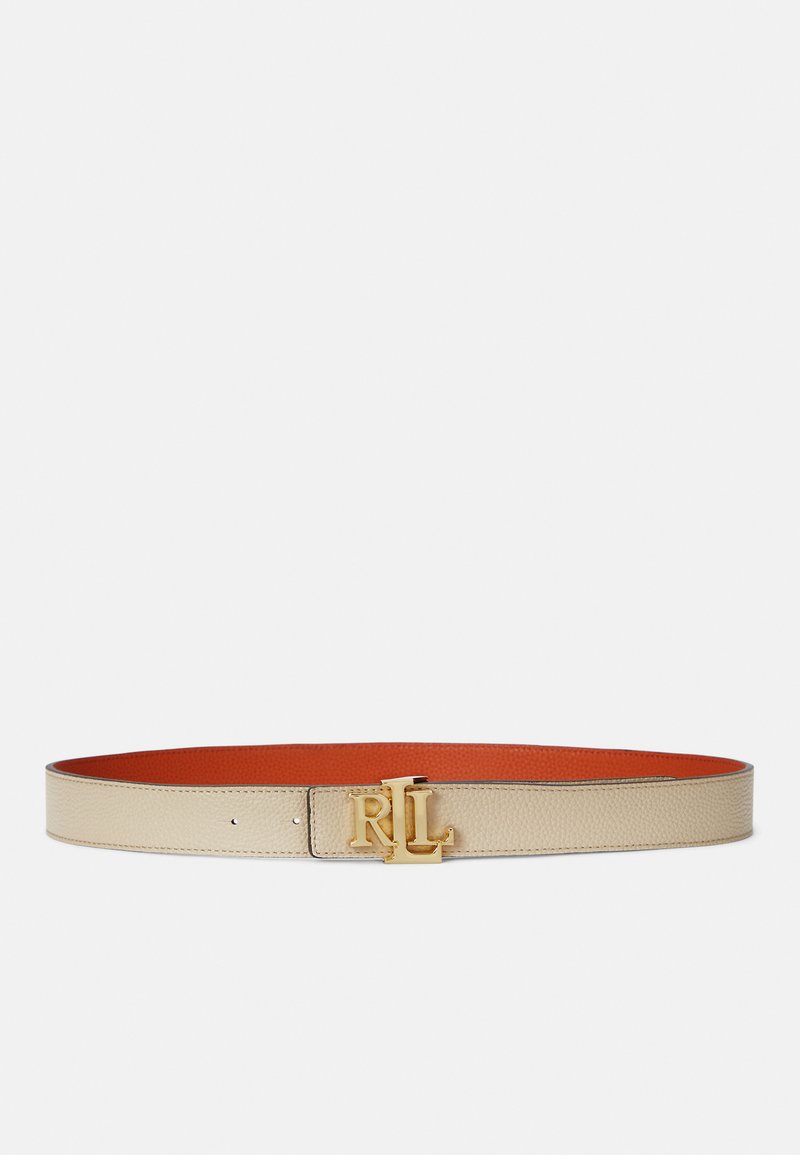 Lauren Ralph Lauren LOGO REVERSIBLE PEBBLED LEATHER BELT - Diržas - explorer sand/rust orange