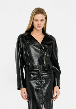 LIU JO GLOSSY BIKER  - Bunda z nepravej kože - black