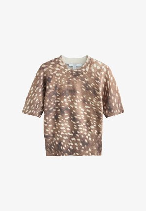 Next, TALL FIT - SUPER SOFT SHORT SLEEVE KNITTED TOP . - Základné tričko - deer animal print