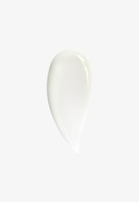 Vit kräm eller gel i en droppform, jämn textur med en blank yta som effektivt reflekterar ljus.