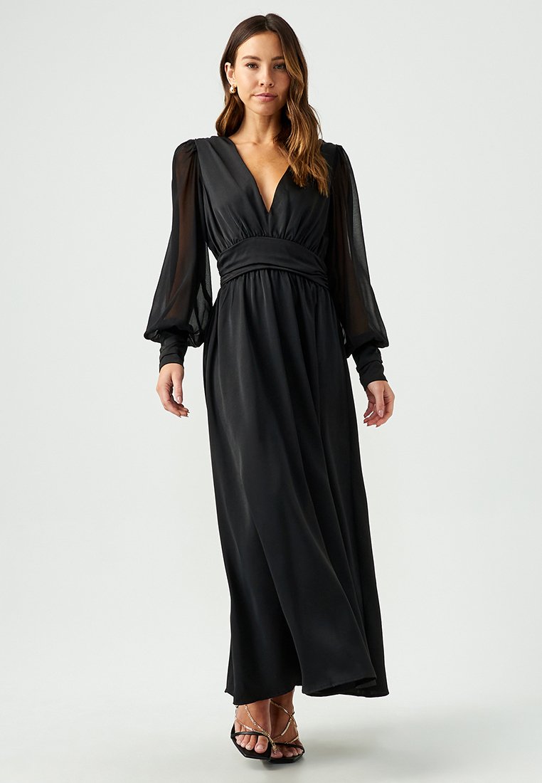 Froukje | Maxi-jurk dames met gouden bloemenprint en bohemian look