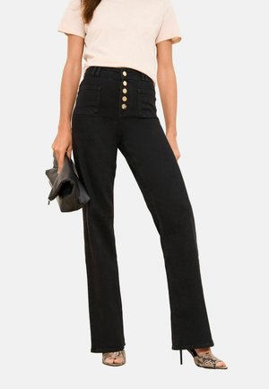 PETITE FIT - EXPOSED BUTTON FLY PATCH POCKET WIDE  - Jean droit - black