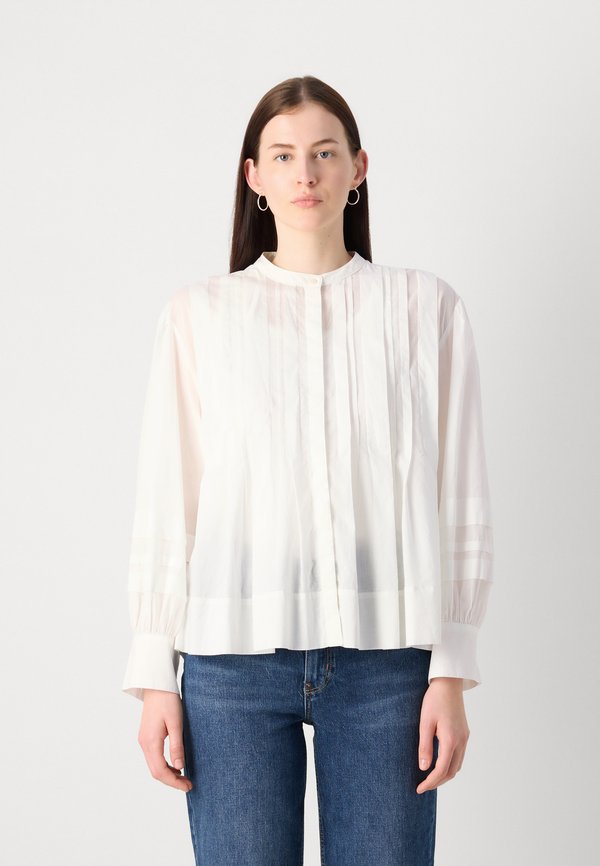 BLOUSE STAND UP COLLAR TUCK DETAILS SOLID - Button-down blouse3