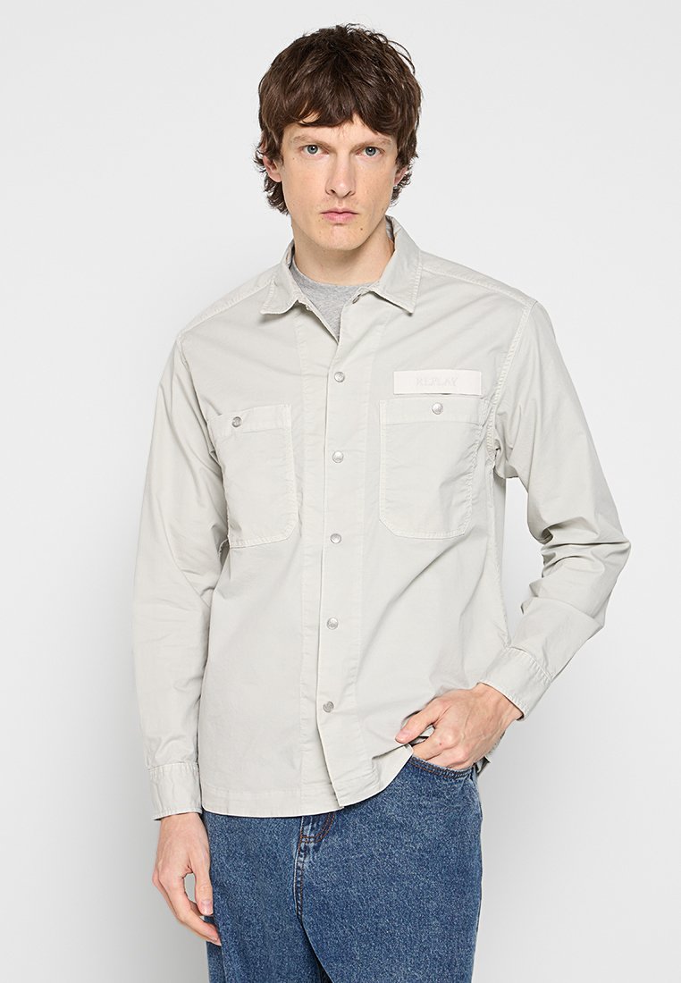 Replay Overhemd lichtgrijs