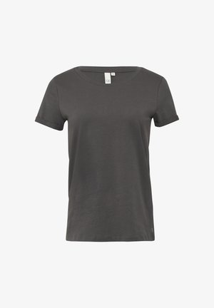 Šedé tričko s krátkým rukávem vyrobené z měkké bavlny. Má kulatý výstřih a ohrnuté rukávy, s malým logem blízko lemu.