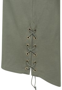 Urban Classics LACE UP LONG TEE - T-Shirt basic - olive