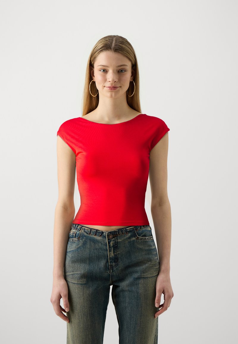 Gina Tricot SOFT TOUCH OPEN BACK - T-shirt con stampa - high risk red