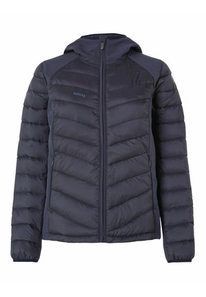 Námornícka prešívaná bunda s kapucňou, so zapínaním na zips, prešívanou textúrou a elastickými manžetami. Ozdobená malým logom na hrudi.