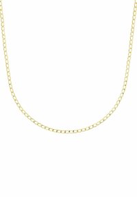 Guld-färgad metallkedja halsband med oval länk, slät yta och en enkel design. Längden är justerbar för olika passformer.
