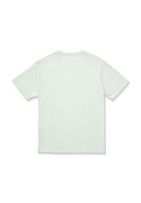 Lys mintgrøn t-shirt med et enkelt design, korte ærmer, rund halsudskæring og en blød tekstur. Ingen synlige logoer eller mønstre.