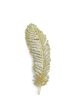 HEBE JEWELS SPARKLING FEATHER - Spilla - gold-coloured weiss