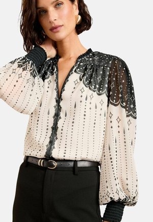 Love & Roses PETITE FIT -   BUTTON DETAIL LONG SLEEVE  - Blúzka - black white
