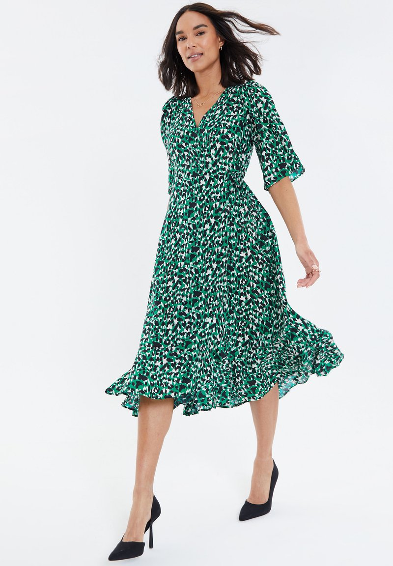 Threadbare SODA WRAP - Vestito casual - green leoapard