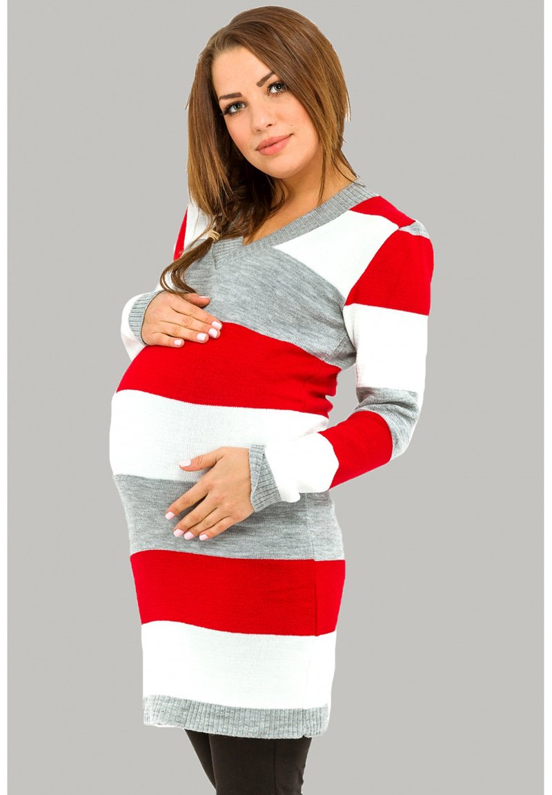 Happy Mama STRETCHY WARM STRIPES Jumper dress red Zalando.co.uk