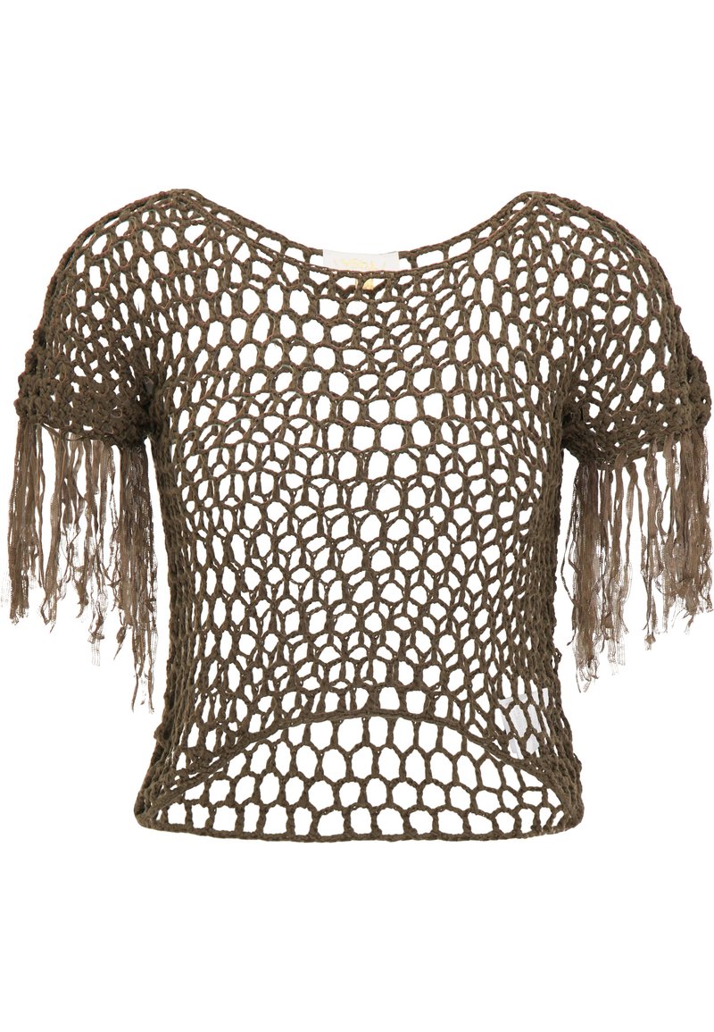 usha T-shirt print olijfgroen