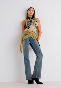Jaded London STRAP UP STONEWASH - Traperice krojene za nošenje s čizmama - hellblau