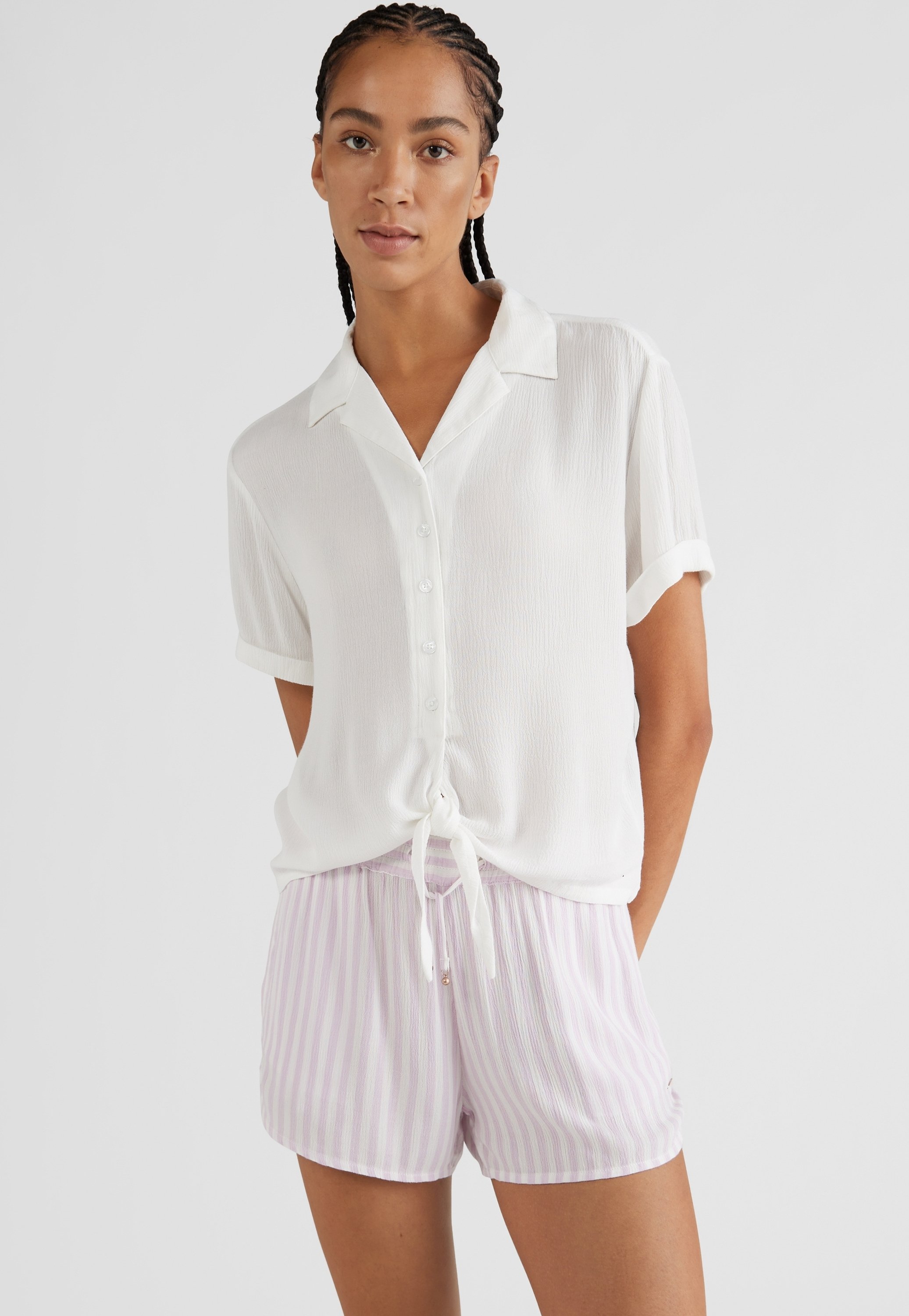 Stradivarius - Chemise sans manches ajustée à fermeture éclair - Blanc