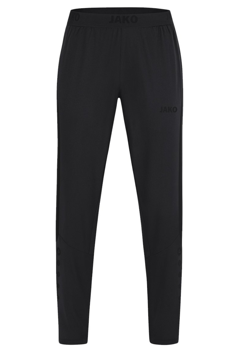 Pantaloni sportivi neri realizzati in un materiale liscio ed elastico. Presentano una vita elastica e dettagli con bottoni lungo i lati.