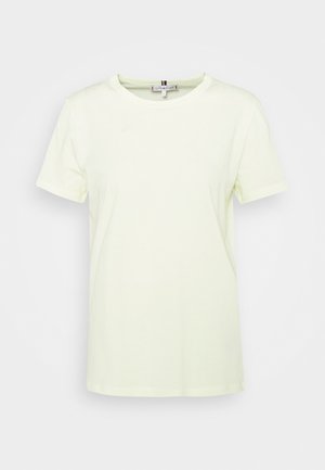 Cotton short-sleeve t-shirt in pale yellow. Features a crew neckline and a relaxed fit with a smooth texture and straight hem.