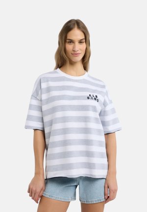 Elbsand, GRY - Print T-shirt - coldwater bright white stripe